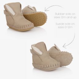 Donsje-Бежевые кожаные ботинки в форме головы кролика | Childrensalon Outlet