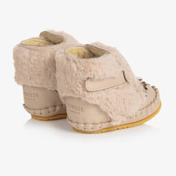 دونسجي-بوت فرو صناعي وجلد لون بيج للأطفال | Childrensalon Outlet