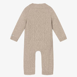Donsje-Beige Merino Wool Knitted Romper | Childrensalon Outlet