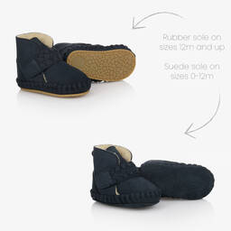 Donsje-Blue Plaited Leather Baby Boots | Childrensalon Outlet