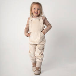 Donsje-Boys Beige Corduroy Overalls | Childrensalon Outlet