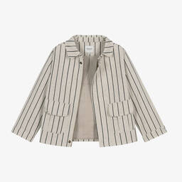 دونسجي-جاكيت قطن وكتان مقلم لون بيج للأولاد | Childrensalon Outlet