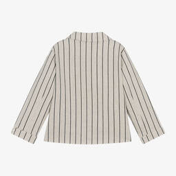 دونسجي-جاكيت قطن وكتان مقلم لون بيج للأولاد | Childrensalon Outlet