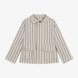 دونسجي-جاكيت قطن وكتان مقلم لون بيج للأولاد | Childrensalon Outlet