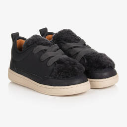 Donsje-Boys Blue Leather & Fleece Trainers | Childrensalon Outlet