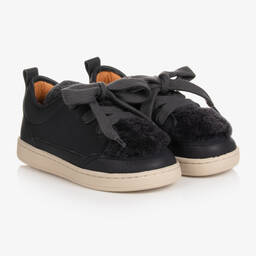 Donsje-Boys Blue Leather & Fleece Trainers | Childrensalon Outlet