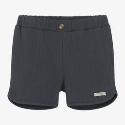 Donsje-Boys Grey Embroidered Cotton Shorts | Childrensalon Outlet
