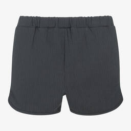 Donsje-Boys Grey Embroidered Cotton Shorts | Childrensalon Outlet