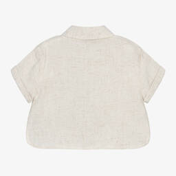 Donsje-Boys Ivory Viscose & Linen Shirt | Childrensalon Outlet