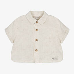 Donsje-Boys Ivory Viscose & Linen Shirt | Childrensalon Outlet