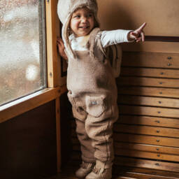 Donsje-Boys Plush Hazelnut Dungarees | Childrensalon Outlet