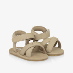 Donsje-Boys Taupe Leather First Steps | Childrensalon Outlet