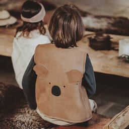 Donsje-Brown Leather Koala Gilet | Childrensalon Outlet