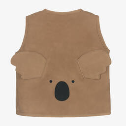 Donsje-Brown Leather Koala Gilet | Childrensalon Outlet