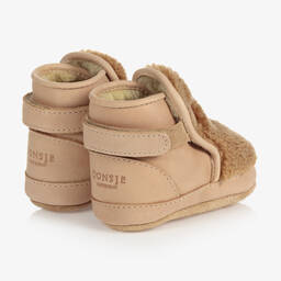 دونسجي-حذاء جلد وفرو صناعي لون بني فاتح للأطفال | Childrensalon Outlet