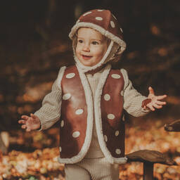 Donsje-Brown Leather Toadstool Gilet | Childrensalon Outlet