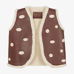 Donsje-Brown Leather Toadstool Gilet | Childrensalon Outlet