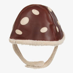 Donsje-Brown Leather Toadstool Hat | Childrensalon Outlet