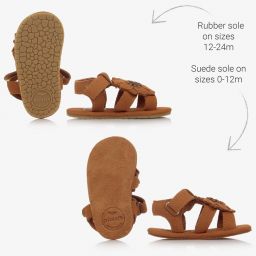 دونسجي-صندل جلد شامواه لون بني للمولودات | Childrensalon Outlet