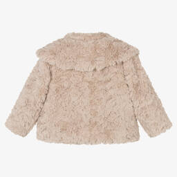دونسجي-جاكيت فرو صناعي لون بيج للبنات | Childrensalon Outlet
