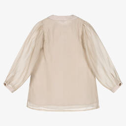 دونسجي-بلوز فيسكوز وأورغانزا لون بيج للبنات | Childrensalon Outlet