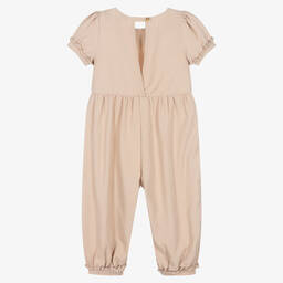 Donsje-Girls Beige Twill Jumpsuit | Childrensalon Outlet