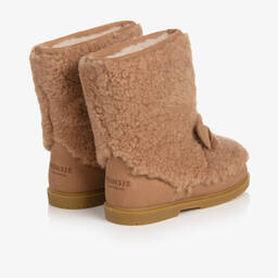 Donsje-Girls Beige Wool Fur Boots | Childrensalon Outlet