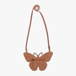 Donsje-Girls Brown Leather Butterfly Purse (18cm) | Childrensalon Outlet
