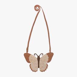 Donsje-Girls Brown Leather Butterfly Purse (18cm) | Childrensalon Outlet