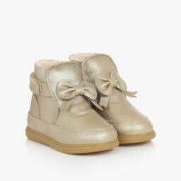 دونسجي-بوت لمرحلة بدء المشي جلد لون ذهبي | Childrensalon Outlet