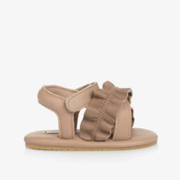 Donsje-Girls Chocolate Soft Leather Baby Sandals | Childrensalon Outlet