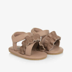 Donsje-Girls Chocolate Soft Leather Baby Sandals | Childrensalon Outlet