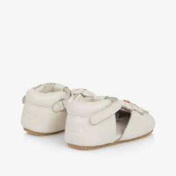 Donsje-Girls Cream Leather Flower Walkers | Childrensalon Outlet