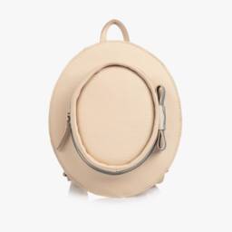 Donsje-Girls Cream Leather Hat Shape Backpack | Childrensalon Outlet