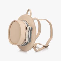 Donsje-Girls Cream Leather Hat Shape Backpack | Childrensalon Outlet