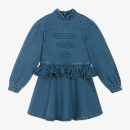 Donsje-Girls Denim Ruffle Dress | Childrensalon Outlet