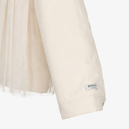 Donsje-Girls Ivory Cotton Twill & Tulle Jacket | Childrensalon Outlet