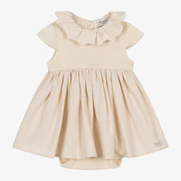 Donsje-Girls Ivory Organic Cotton Dress | Childrensalon Outlet