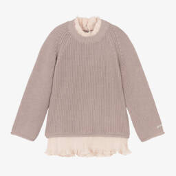 Donsje-Girls Lilac Knit Tunic Sweater | Childrensalon Outlet