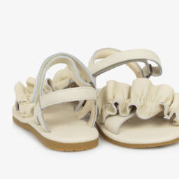 Donsje-Кожаные туфли с оборками кремовые для девочек | Childrensalon Outlet