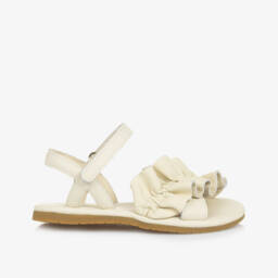 Donsje-Кожаные туфли с оборками кремовые для девочек | Childrensalon Outlet