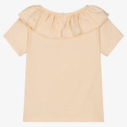 Donsje-Girls Pastel Orange Cotton T-Shirt | Childrensalon Outlet