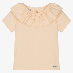 Donsje-Girls Pastel Orange Cotton T-Shirt | Childrensalon Outlet