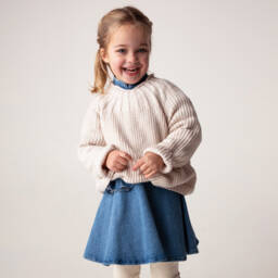 Donsje-Girls Soft Sand Knit Sweater | Childrensalon Outlet