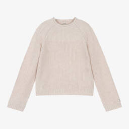 Donsje-Girls Soft Sand Knit Sweater | Childrensalon Outlet