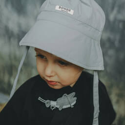 Donsje-Grey Cotton Baby Sun Hat | Childrensalon Outlet