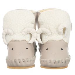 Donsje-Светло-серые кожаные сапожки в виде головы барашка | Childrensalon Outlet