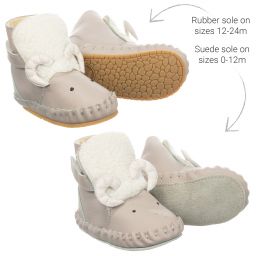 Donsje-Светло-серые кожаные сапожки в виде головы барашка | Childrensalon Outlet