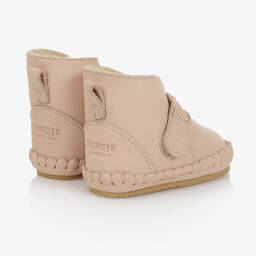 Donsje-Pink Plaited Leather Baby Boots | Childrensalon Outlet