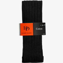 Dore Dore-Luxury Black Cotton Ribbed Tights | Childrensalon Outlet